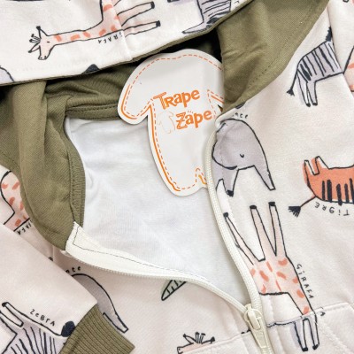 Conj. Jaqueta de Linho Ursinhos e Calça de Moletom - Verde